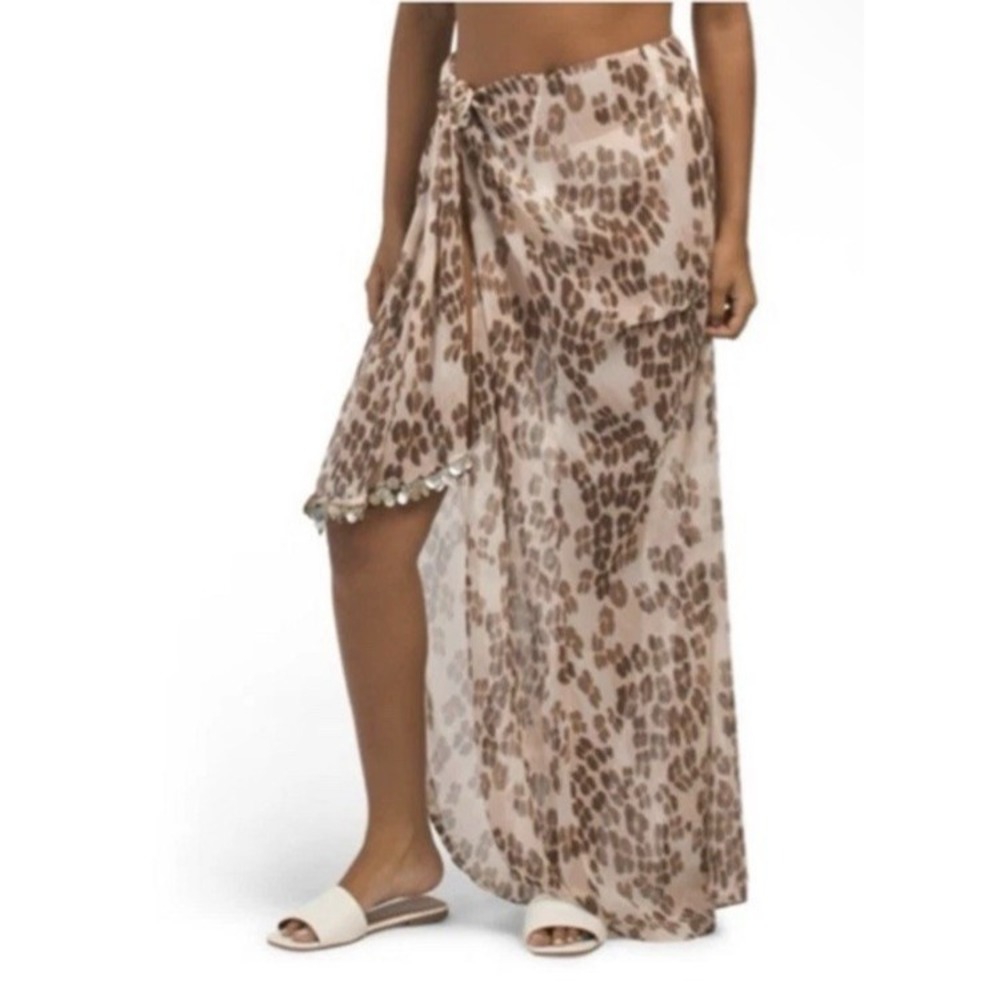 Cinq à Sept 5a7‎ Women Size Medium Leopard Janessa Sarong Skirt Alabaster Multi